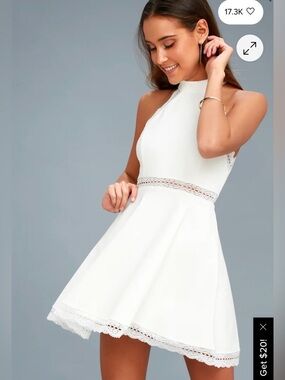 Lulus Reach Out My Hand White Lace Skater Dress